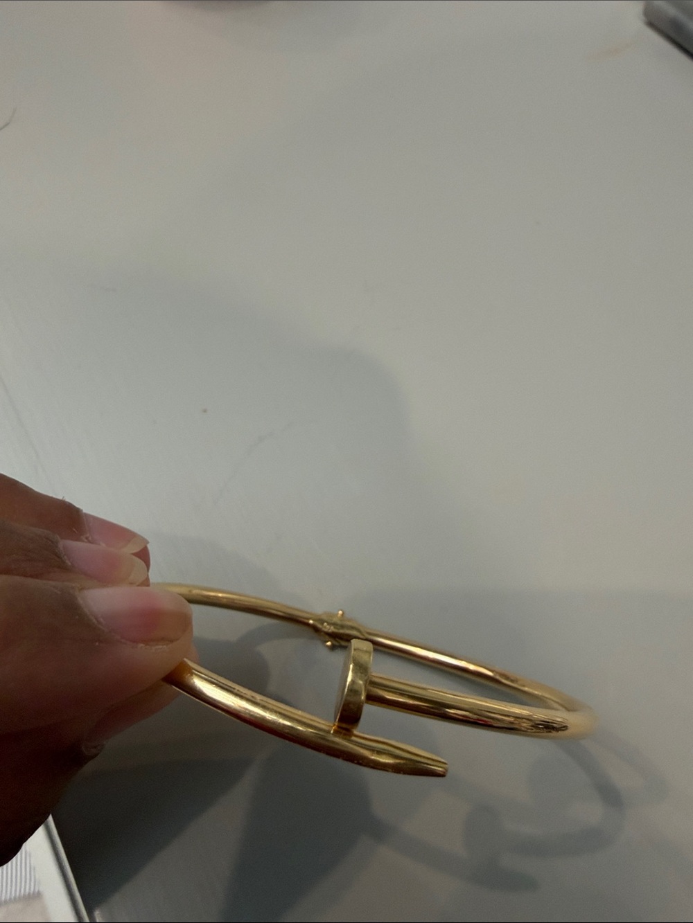 REAL SAUDI GOLD Minimalist Nail Bangle Bracelet - Women 18K